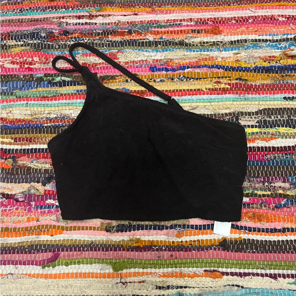 Hollister one shoulder terry cloth cropped top Size S